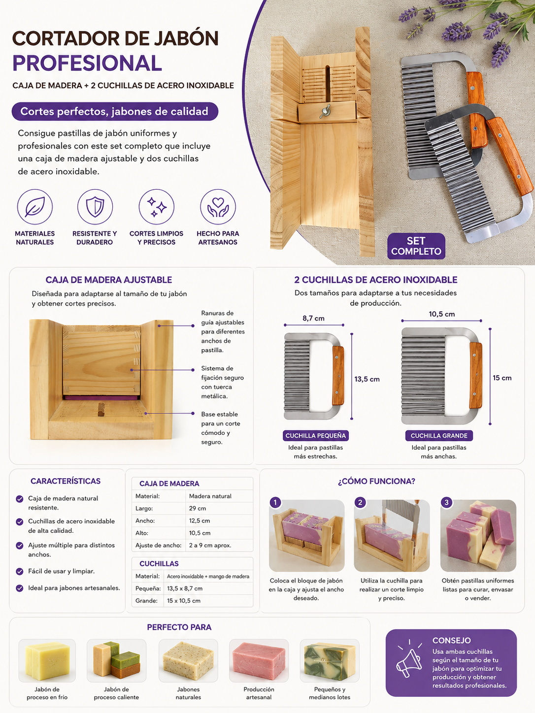Kit molde para cortar jabón + Cuchillas