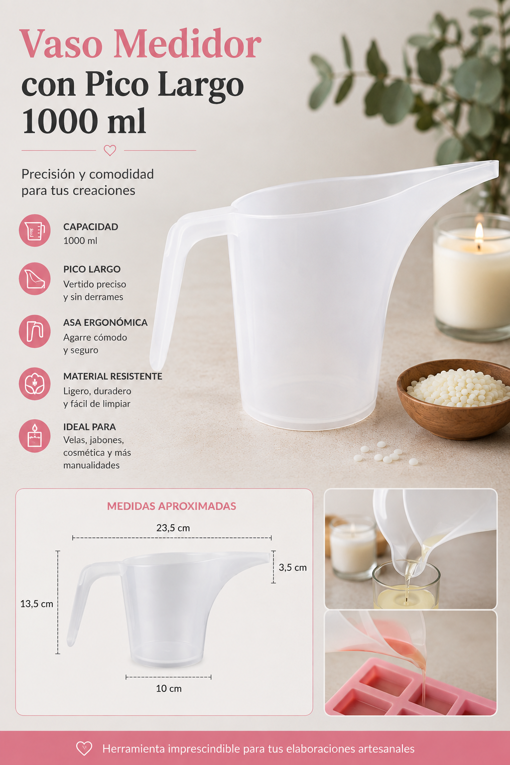 Vaso medidor con pico largo 1000 ml