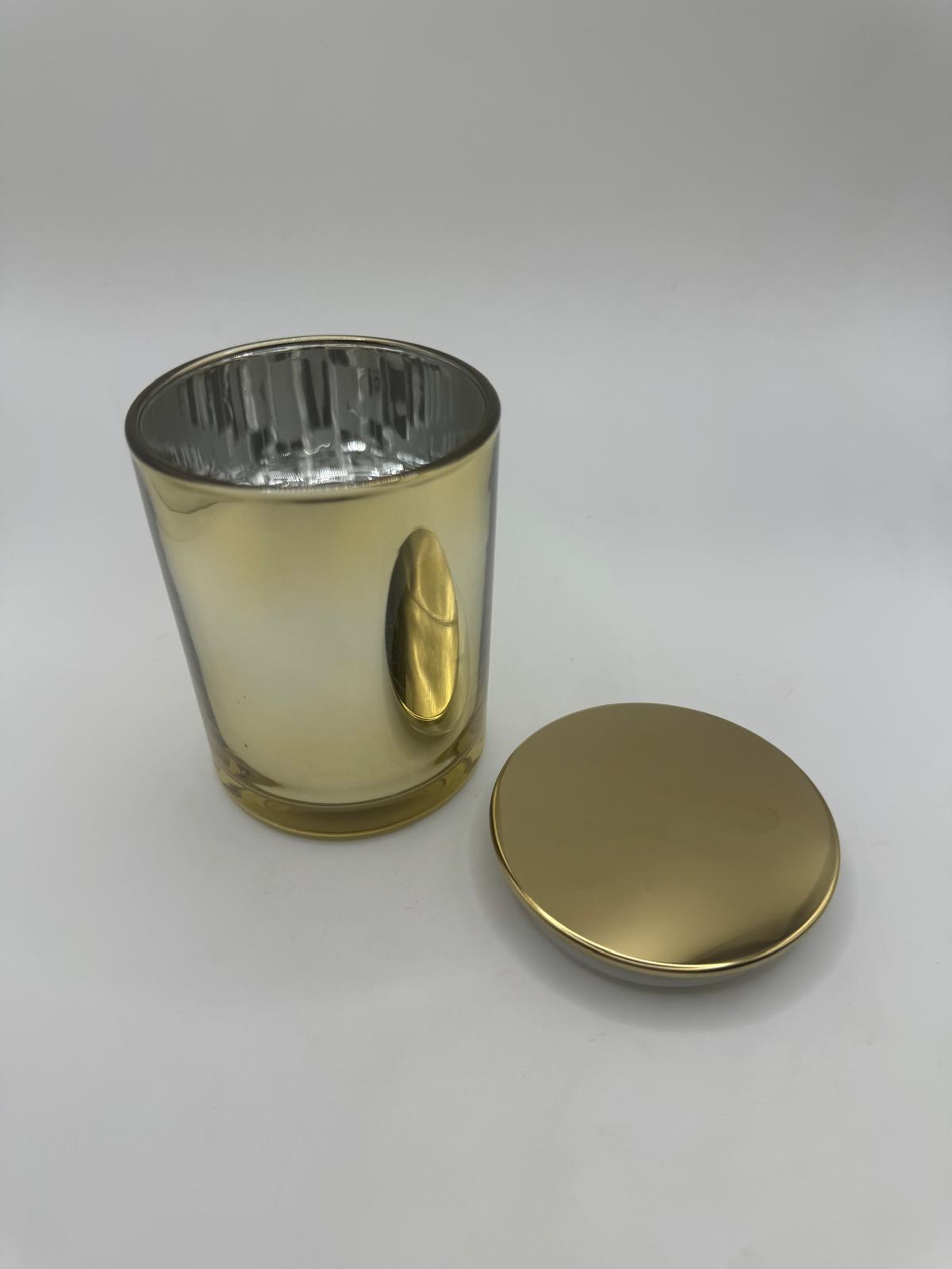 Vaso para velas galvanizado dorado de 320 ml