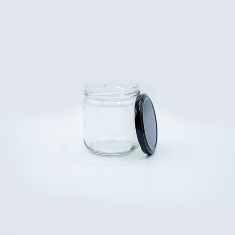 Tarro de vidrio con tapa de 350 ml (Tapa negra o dorada)