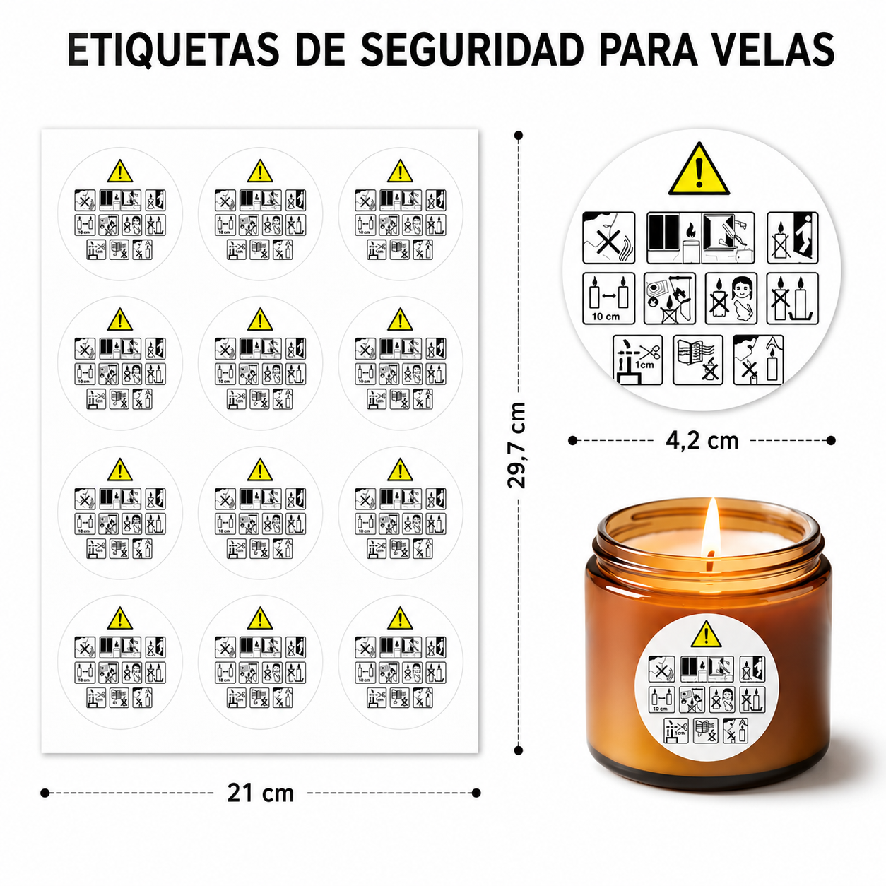 Etiquetas de seguridad para velas